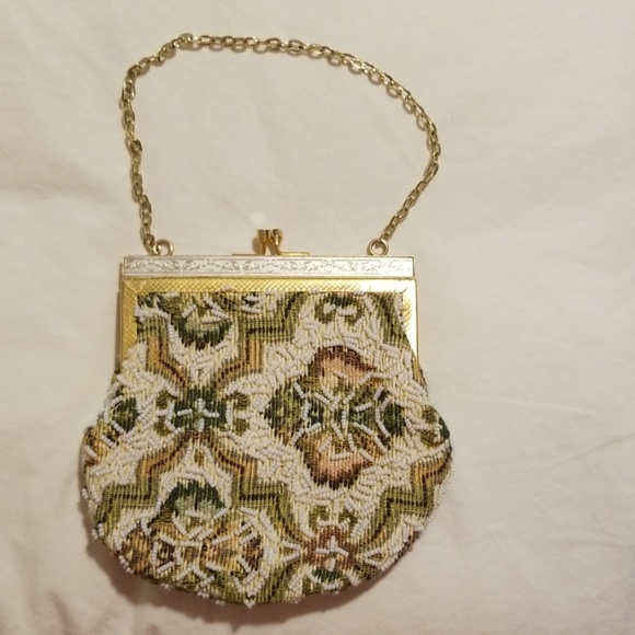 Vintage Handbags - VINTAGE Tapestry Beaded Purse/Evening Bag